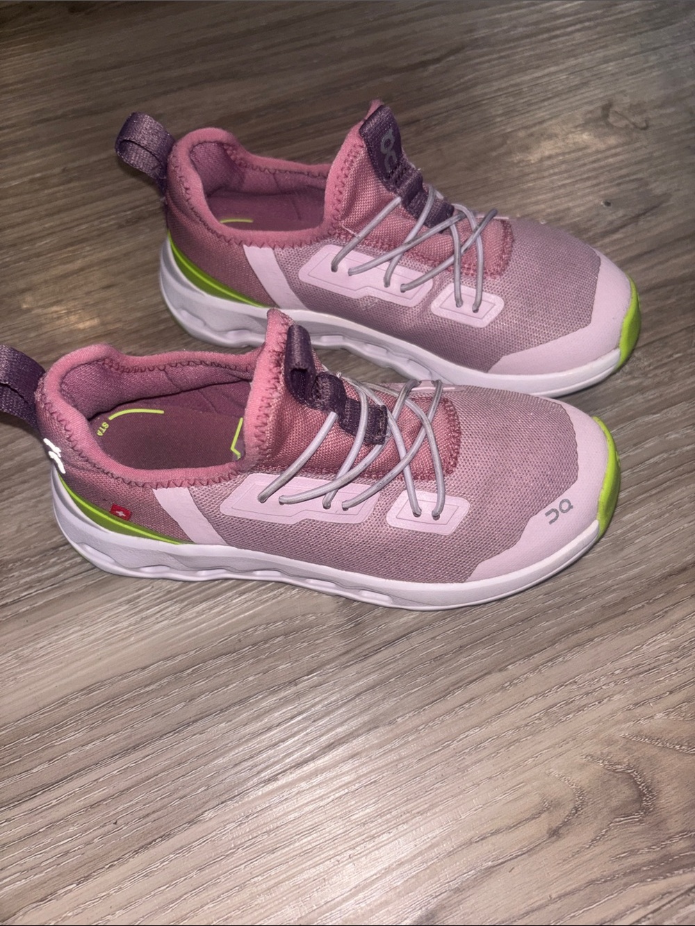 On Running Kids Pink and Green Slip-On Sneakers